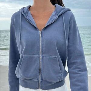 Brandy Melville Slate Blue Zip-Up Hoodie